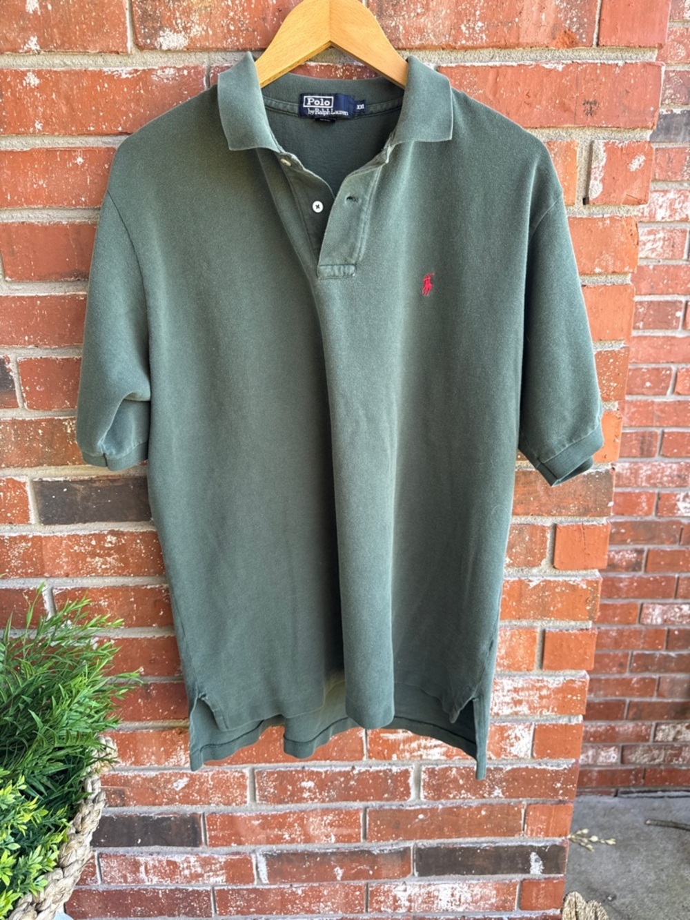 Polo by Ralph Lauren Classic Olive Green Polo Shirt with Red Signature Horse